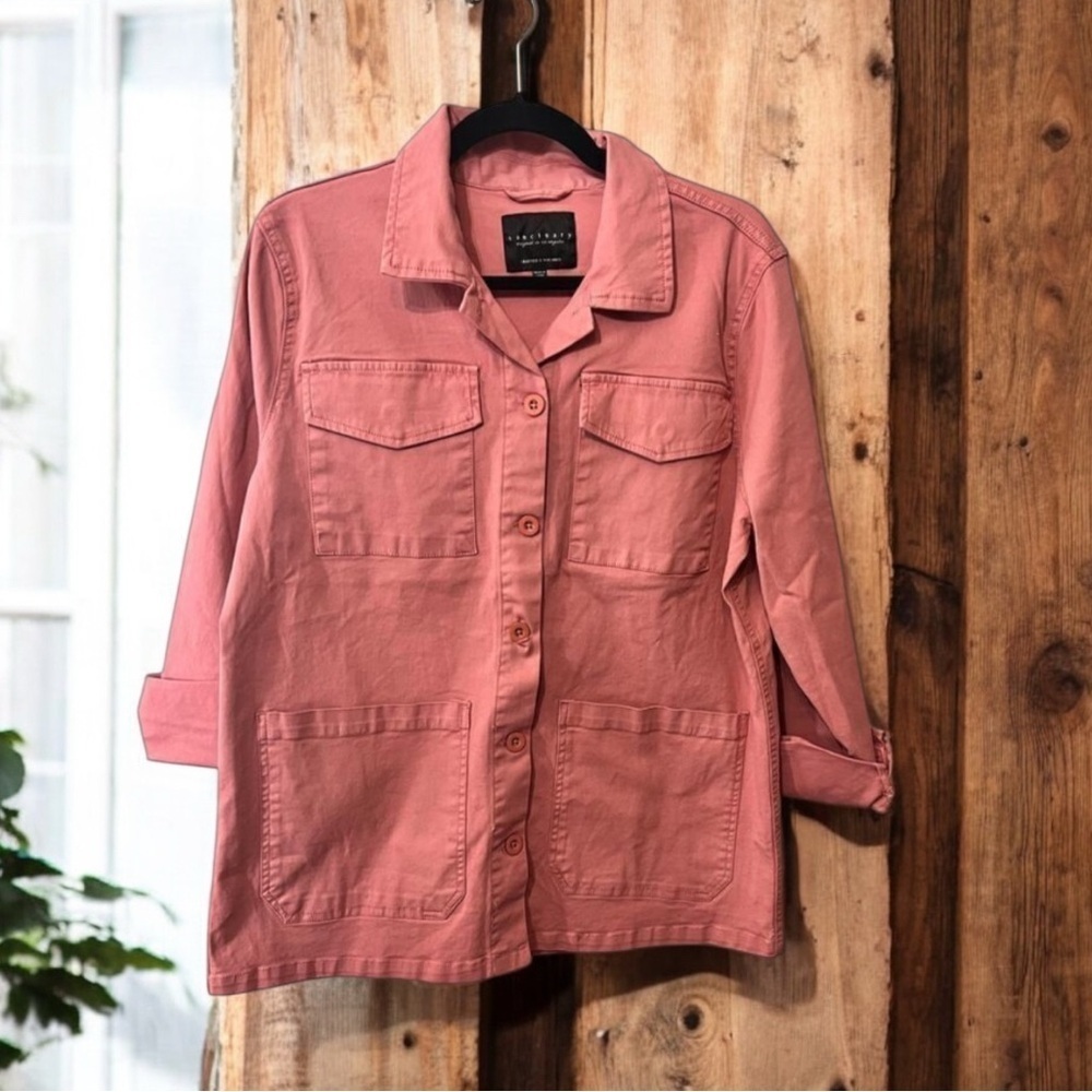 ☀️Sanctuary Dusty Blush Pink Four Pocket Cargo Utility Shacket Jacket Size Large